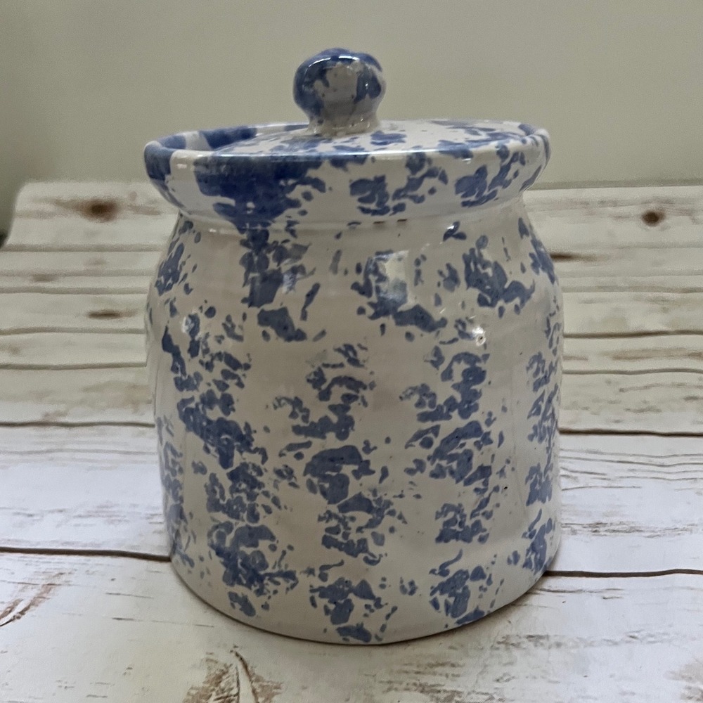Breininger Handcrafted Terracotta Spatterware Canister Crock signed BB